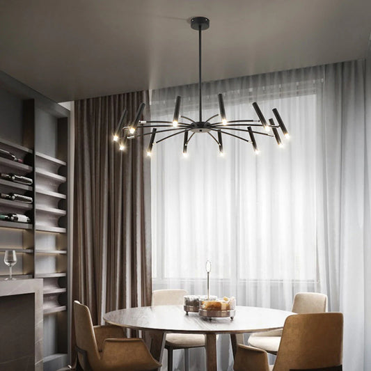 Evette Modern Blown Linear Metal Multi-heads Chandelier