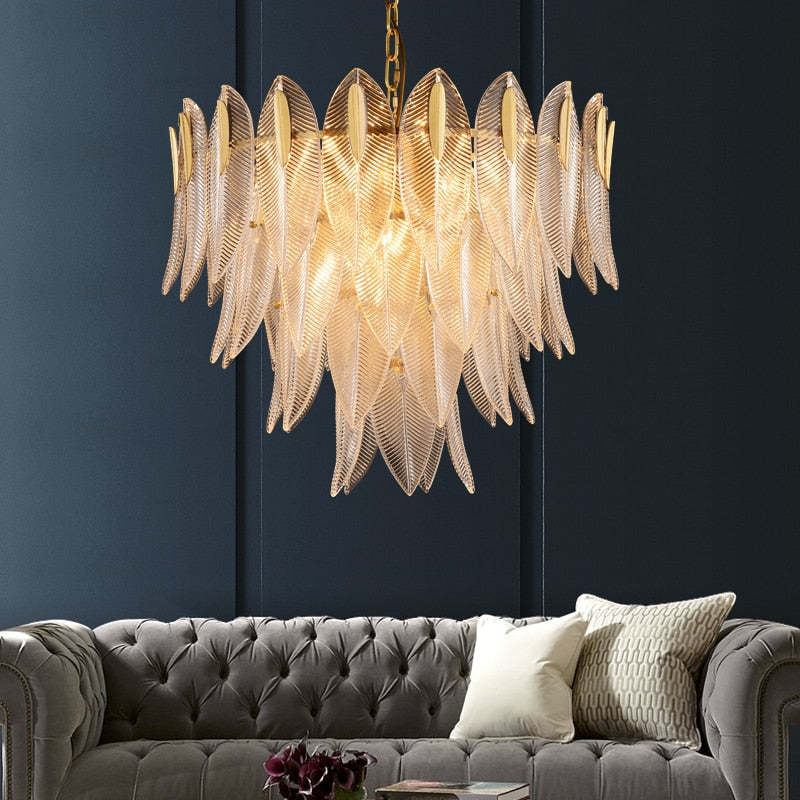 Marilyn Modern Gold Feather Chandelier, 3 Style