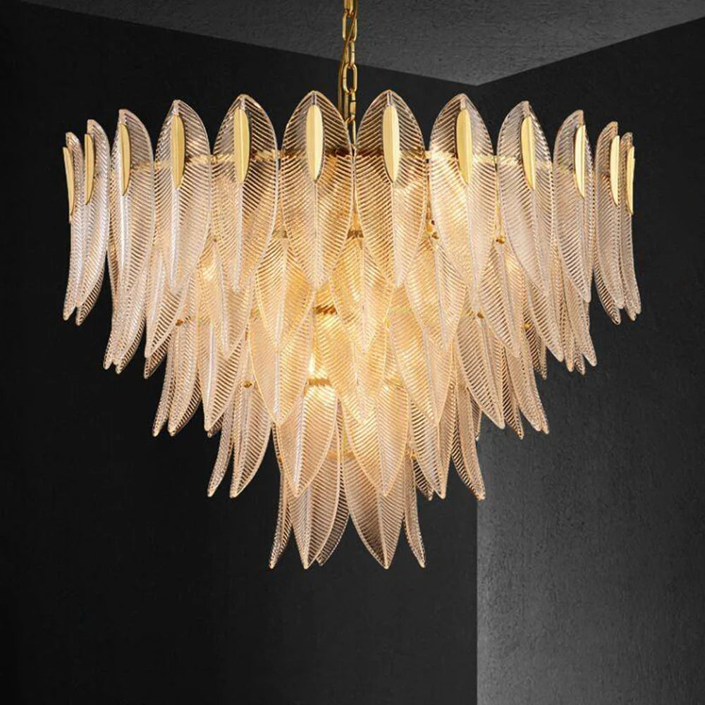 Marilyn Modern Gold Feather Chandelier, 3 Style