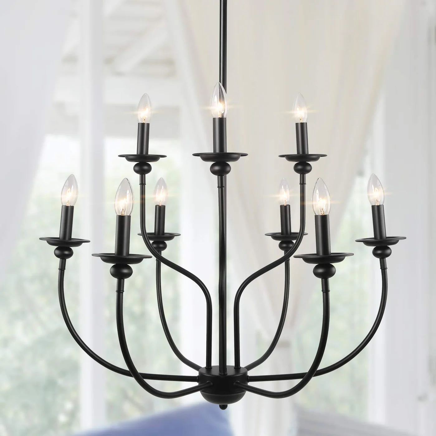 Silva Modern LED Chandelier Black Metal Bedroom Living Room