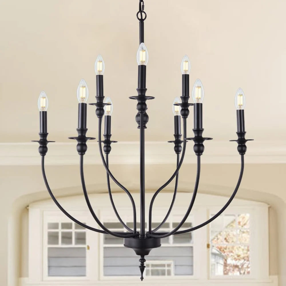 Silva Modern LED Chandelier Black Metal Bedroom Living Room