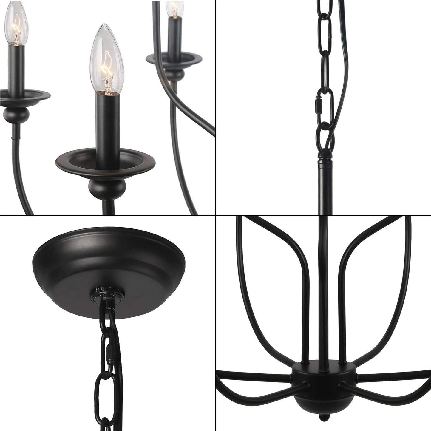 Silva Modern LED Chandelier Black Metal Bedroom Living Room