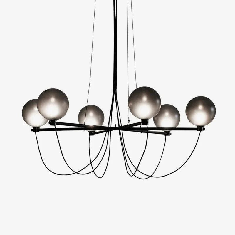 Valentina Nordic Modern Glass Ball Chandelier, Smoke Gray/Blue