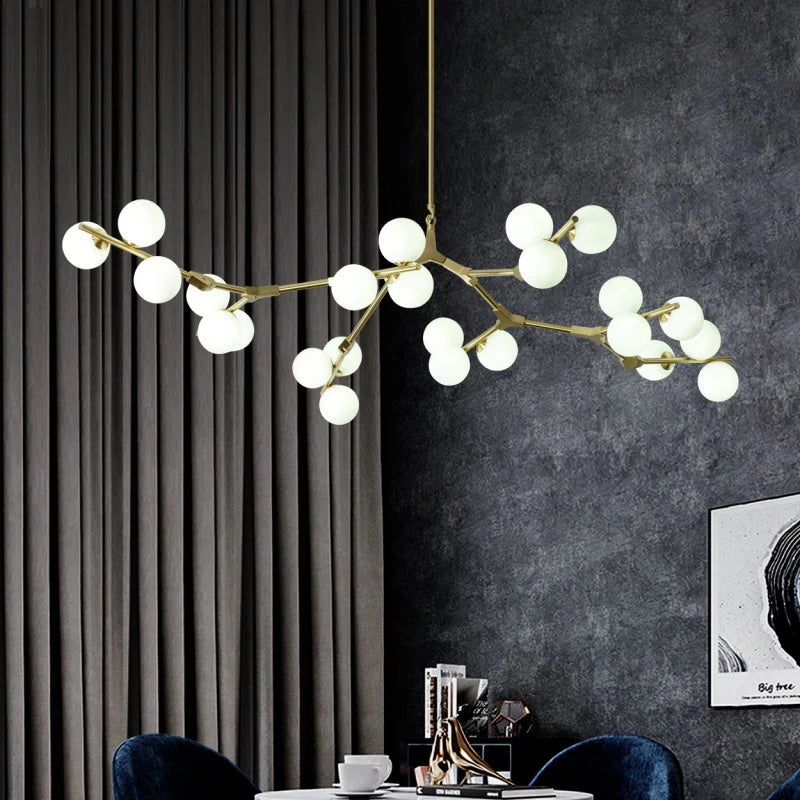 Valentina Modern LED chandelier Gold/Black Glass Living Room/Bedroom